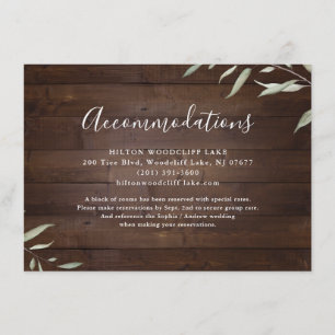 Elegant greenery barn wood rustic accommodations enclosure card