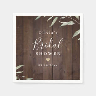 Elegant greenery barn wood rustic bridal shower napkin