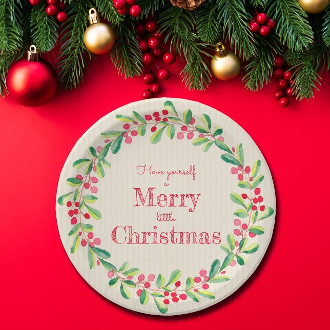Elegant Greenery Berries Christmas Paper Plate (Creator Uploaded)