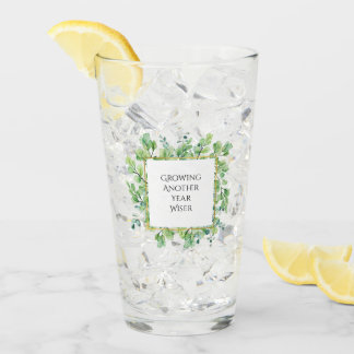 Elegant Greenery Birthday Party Customisable Glass