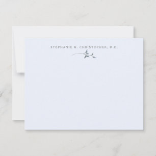 Elegant Greenery Blue Personalised Stationery  Card