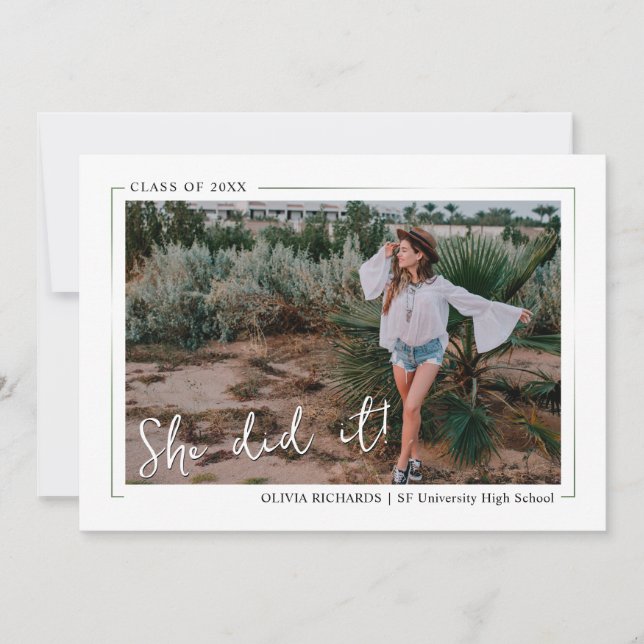 Elegant Greenery Boho Floral Graduation Party Invi Invitation (Front)