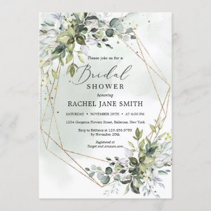 Elegant greenery boho foliage leaves bridal shower invitation