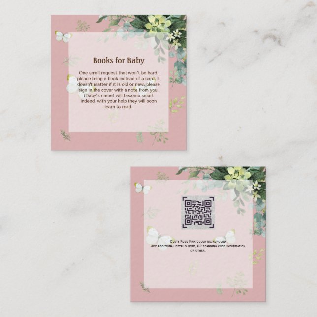 Elegant Greenery Book Request Poem Boys or Girls Card (Front/Back)