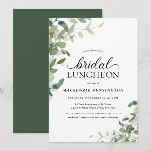 Elegant Greenery Botanical Bridal Luncheon Invitation