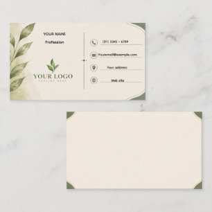 Elegant Greenery Botanical Business Card Minimalis