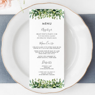 Elegant Greenery Botanical Foliage Wedding Menu