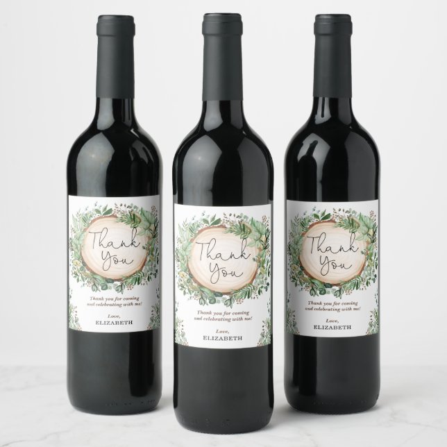 Elegant Greenery Botanical Garden Wedding Bridal G Wine Label (Bottles)