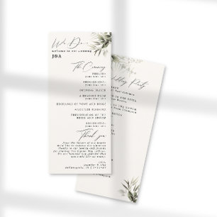 Elegant Greenery Botanical Ivory Wedding Program Programme