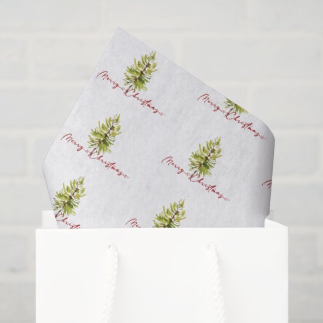 Elegant Greenery Botanical Merry Christmas Tissue Paper (Gift Bag)