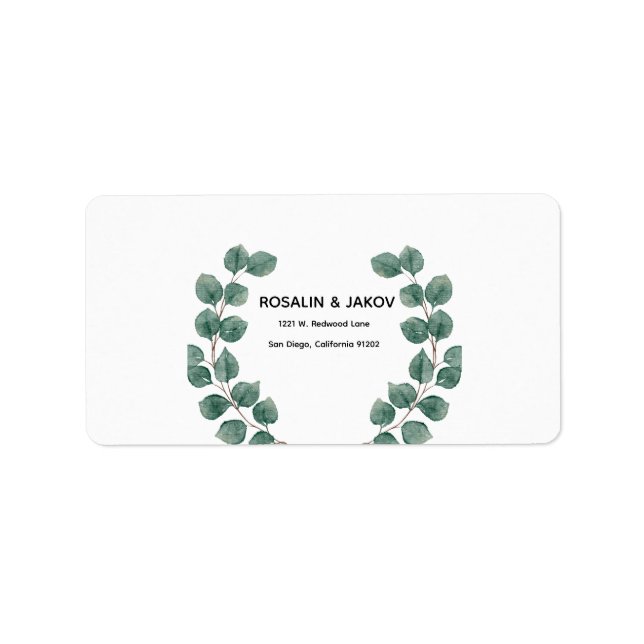 Elegant Greenery Botanical Return Address Label (Front)