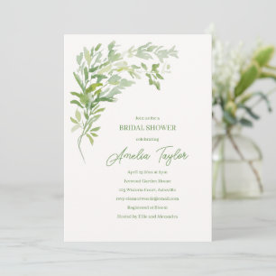 Elegant Greenery Botanical Spring Bridal Shower Invitation