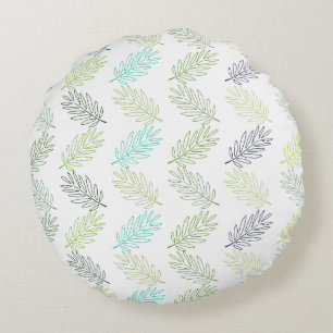 Elegant Greenery Botanical Tropical Leaves Pattern Round Cushion