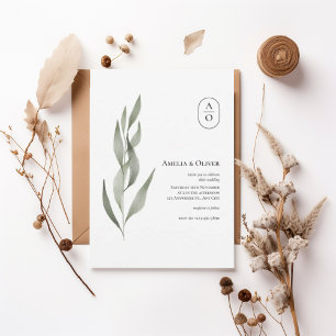 Elegant Greenery Botanical Wedding Invitation