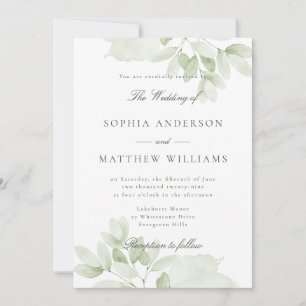 Elegant Greenery Botanical Wedding Invitation