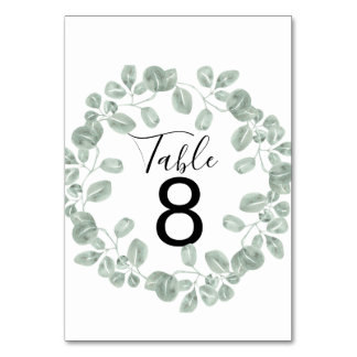 Elegant Greenery Botanical Wedding Table Number