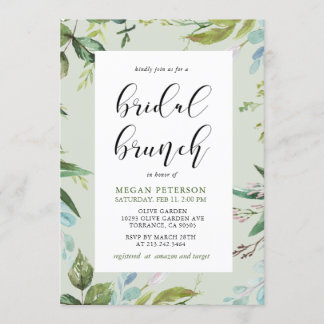 Elegant Greenery Bridal Brunch Invitation