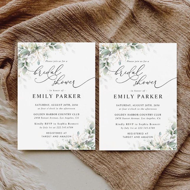 Elegant Greenery Bridal Shower Invitation (Creator Uploaded)