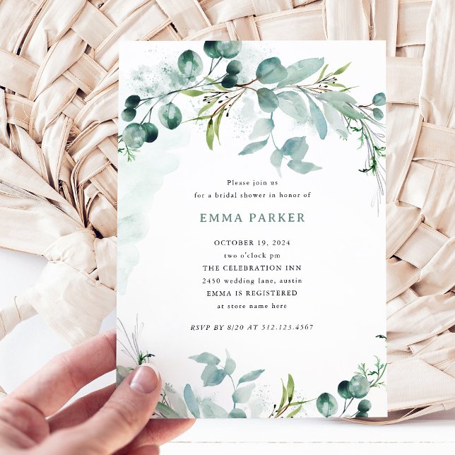 Elegant Greenery | Bridal Shower Invitation (An elegant bridal shower invitation with greenery)