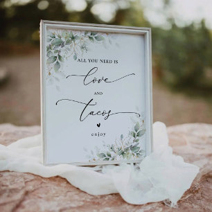 Elegant Greenery Bridal Shower Love and Tacos Sign