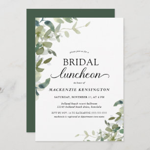 Elegant Greenery Bridal Shower Luncheon Invitation