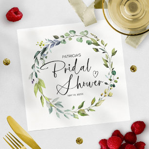 Elegant Greenery Bridal Shower Napkin