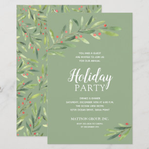 Elegant Greenery Budget Holiday Invitations
