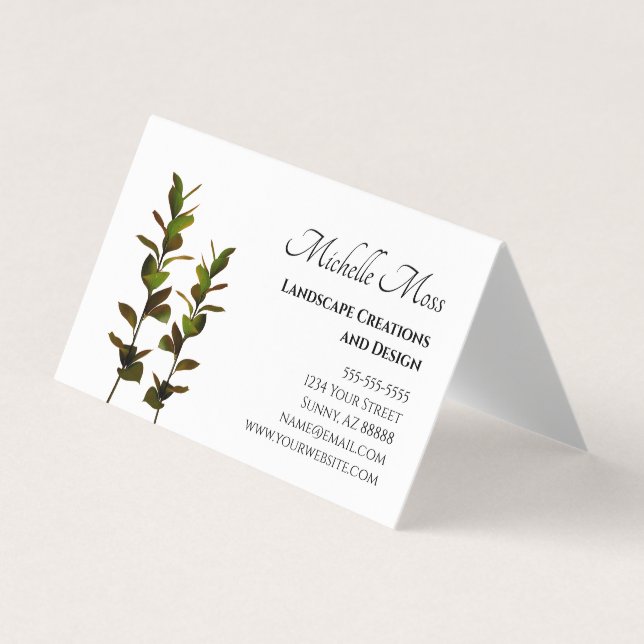Elegant Greenery Business Card (Front)