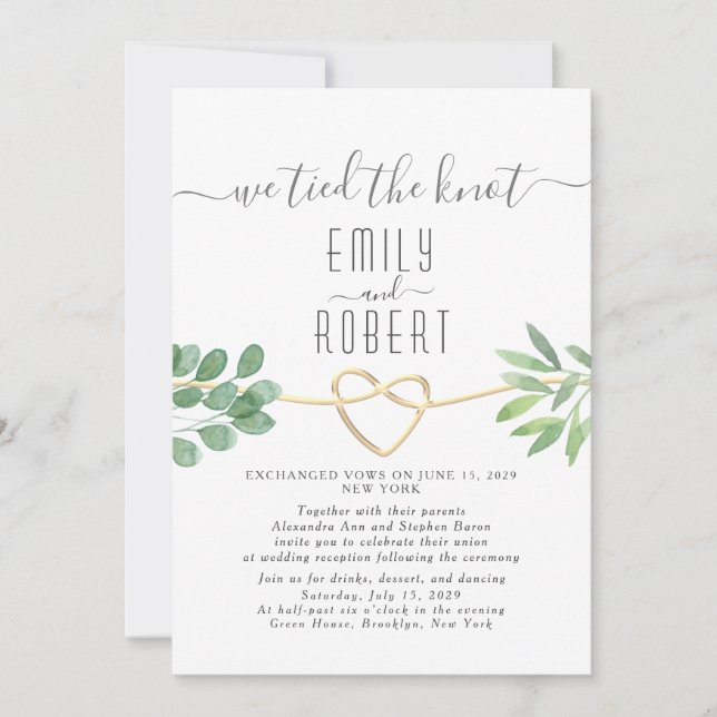 Elegant Greenery Calligraphy Wedding Invitation (Front)