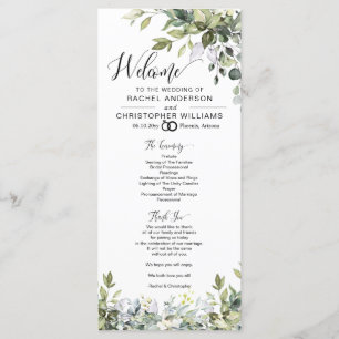 Elegant Greenery Calligraphy Wedding Program Menu