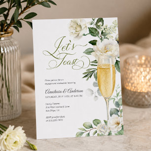 Elegant Greenery Champagne Engagement Party Invitation