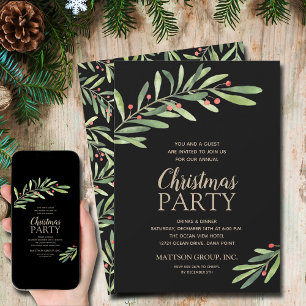 Elegant Greenery Christmas Holiday Invitation