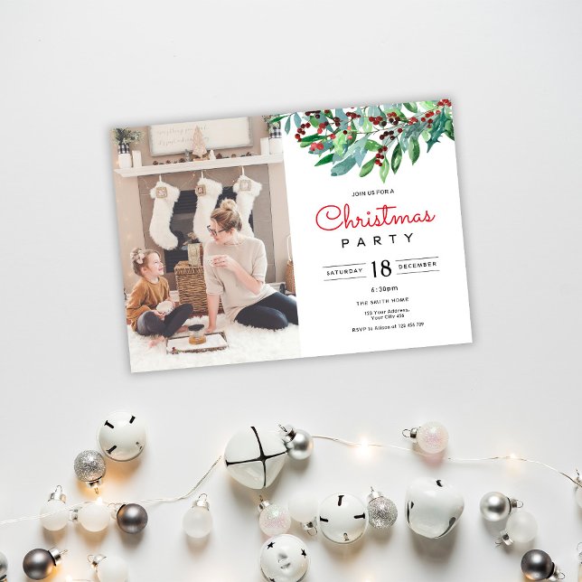 Elegant Greenery Christmas Party Invitation (Creator Uploaded)