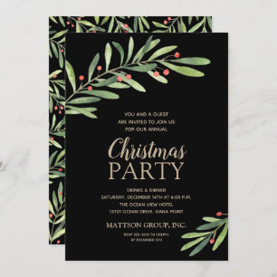 Elegant Greenery Christmas Party Invitations