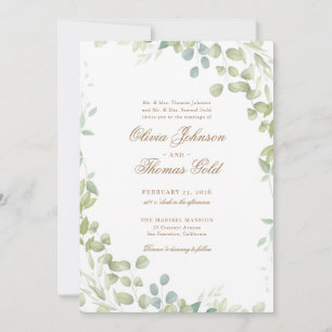 Elegant Greenery Classic Eucalyptus Wedding Invitation