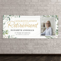 Elegant Greenery Congratulations Photo Retirement