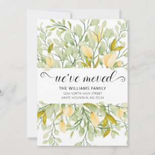 Elegant Greenery Creamy Watercolor Floral Moving Announcement