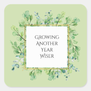 Elegant Greenery Custom Birthday Party Stickers