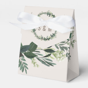 Elegant Greenery Custom Monogram Favour Box