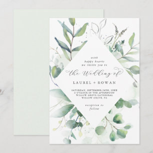 Elegant Greenery Diamond Wedding Invitation