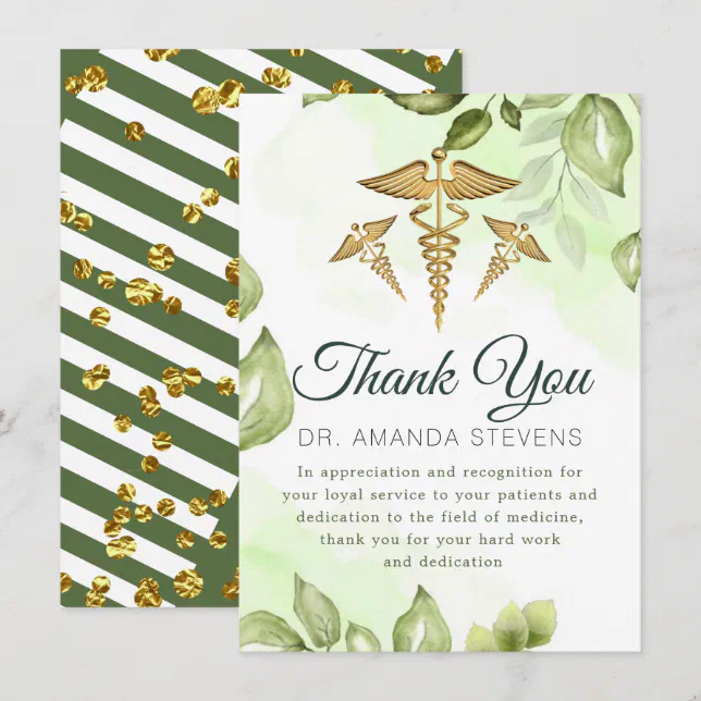 Elegant Greenery Doctor Thank You Card | Zazzle