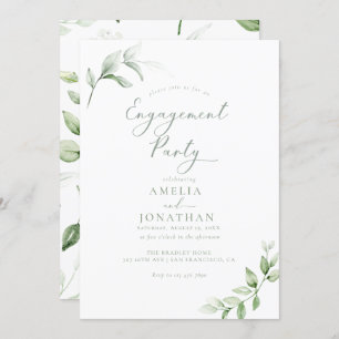 Elegant Greenery Engagement Party Invitations