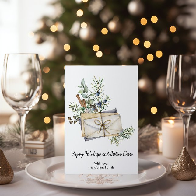 Elegant Greenery Envelope Christmas  Holiday Card (Creator Uploaded)