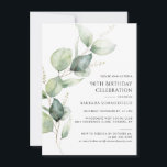 Elegant Greenery Eucalyptus 90th Birthday Invitation<br><div class="desc">Elegant Eucalyptus 90th Birthday Party Invitation template you can easily customise or repurpose for other milestone events by clicking the "Personalise" button.</div>