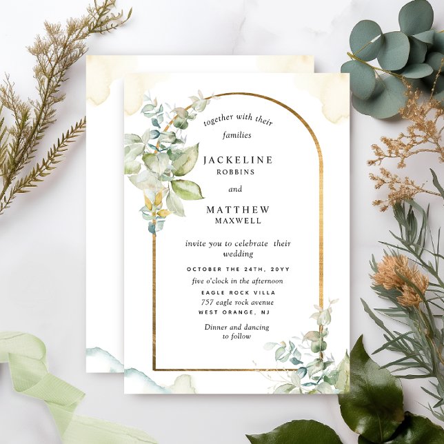 Elegant Greenery Eucalyptus Arch, Wedding Invitati Invitation (Creator Uploaded)