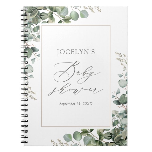 Elegant Greenery Eucalyptus Baby Shower Guest Book (Front)