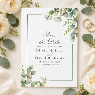 Elegant Greenery Eucalyptus Botanical Wedding Save The Date