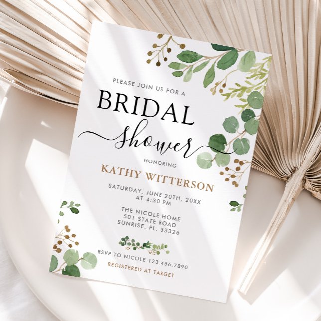 Elegant Greenery Eucalyptus Bridal Shower  Invitation (Creator Uploaded)