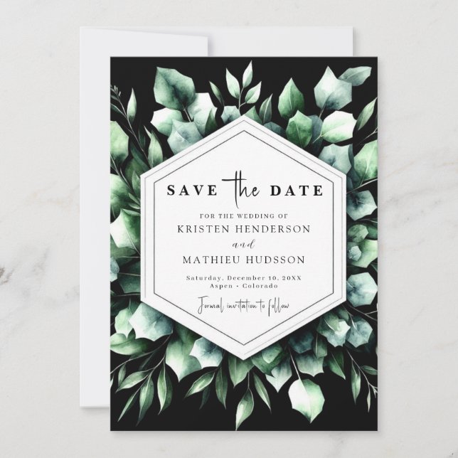 Elegant Greenery Eucalyptus Digital Wedding Save The Date (Front)