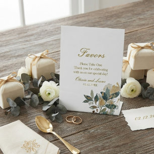 Elegant greenery Eucalyptus Gold Foil Botanical  Pedestal Sign